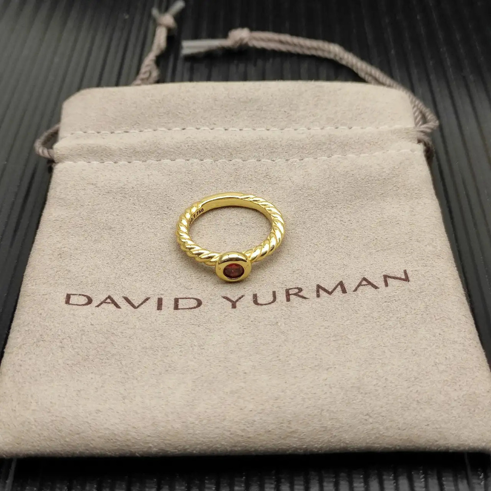 David Yurman Gold Petite Cable Red Diamond Ring